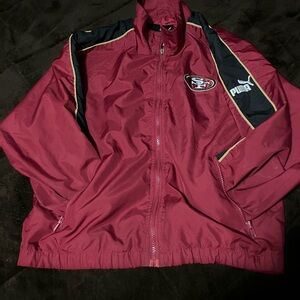 NFL SF 49rs Niners Men's Burgundy and Black Windbreaker puma